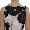 Dolce & Gabbana Black White Floral Silk Sheath Gown Dress