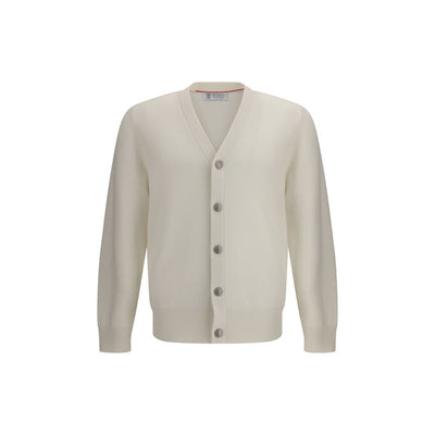 Brunello Cucinelli White Cashmere Cardigan