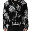 Dolce & Gabbana Black Wool Floral Printed Men Hooded Jacket