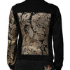 Dolce & Gabbana Black Gold Floral Jacquard Men Biker Jacket