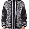 Dolce & Gabbana Black Bandana Print Hooded Bomber Jacket