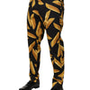 Dolce & Gabbana Black Pasta Print Tapered Men Pants