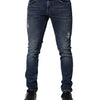 Dolce & Gabbana Blue Washed Skinny Cotton Denim Jeans