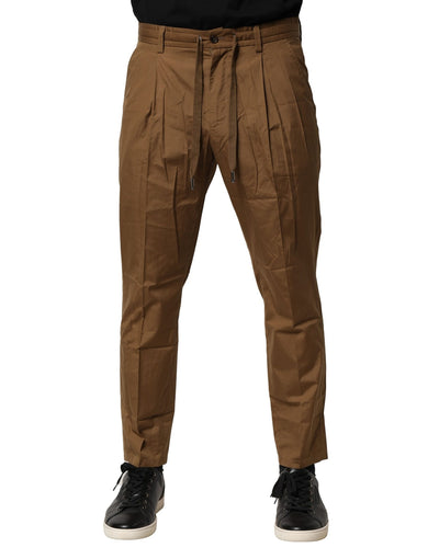Dolce & Gabbana Brown Cotton Chino Mid Waist Men Pants