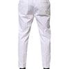 Dolce & Gabbana White Cotton Dress Slim Formal Pants