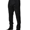Dolce & Gabbana Black Cotton Dress Slim Formal Pants
