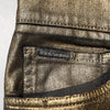 Dolce &amp; Gabbana – Schmal geschnittene Jeans aus zerfetzter Baumwolle mit Stretchanteil in Gold