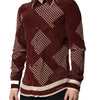 Dolce & Gabbana Maroon Dotted Silk Long Sleeve Casual Shirt