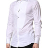 Dolce & Gabbana White GOLD Crown Cotton Dress Formal Shirt