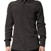 Dolce & Gabbana Dark Brown Silk GOLD Men Dress Formal Shirt