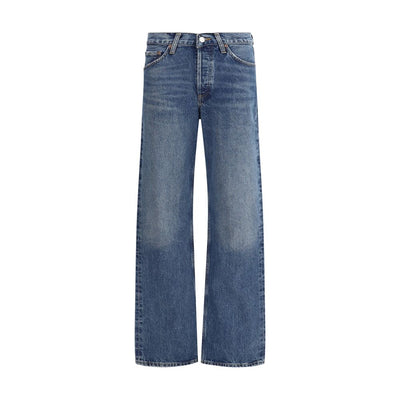 Agolde Blue Cotton Straight-Leg Jeans