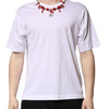 Dolce & Gabbana White Embellished Cotton Crew Neck T-shirt