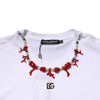 Dolce & Gabbana White Embellished Cotton Crew Neck T-shirt