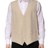 Dolce & Gabbana Beige Linen Dress Formal Men Waistcoat Vest