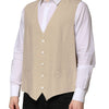 Dolce & Gabbana Beige Linen Dress Formal Men Waistcoat Vest
