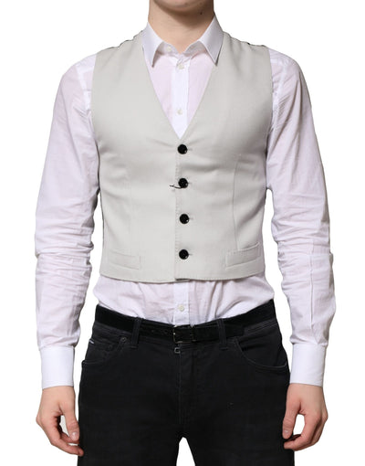 Dolce & Gabbana Gray Wool Dress Formal Men Waistcoat Vest
