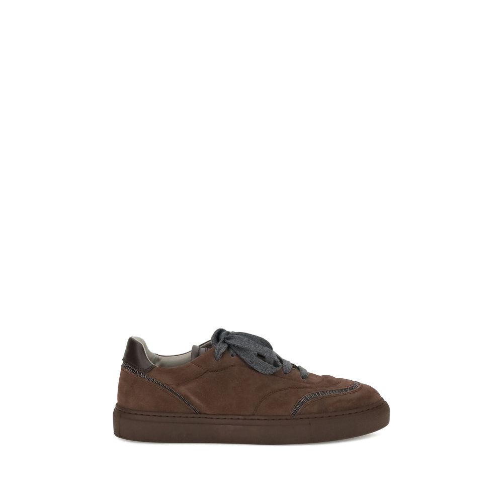 Brunello Cucinelli braune Gummi-Sneaker, niedriges Oberteil