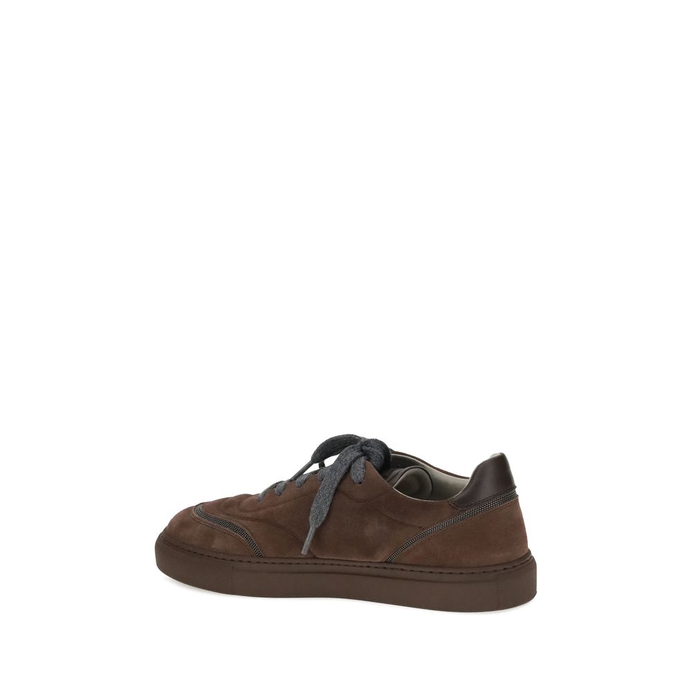 Brunello Cucinelli braune Gummi-Sneaker, niedriges Oberteil