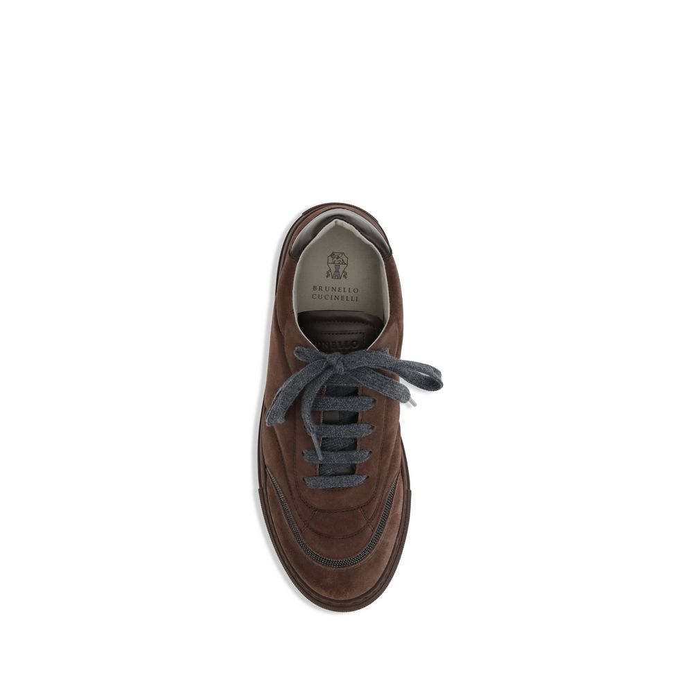 Brunello Cucinelli braune Gummi-Sneaker, niedriges Oberteil