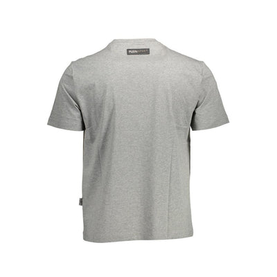 Plein Sport "Gray Cotton Men's T-Shirt with Contrasting Details"