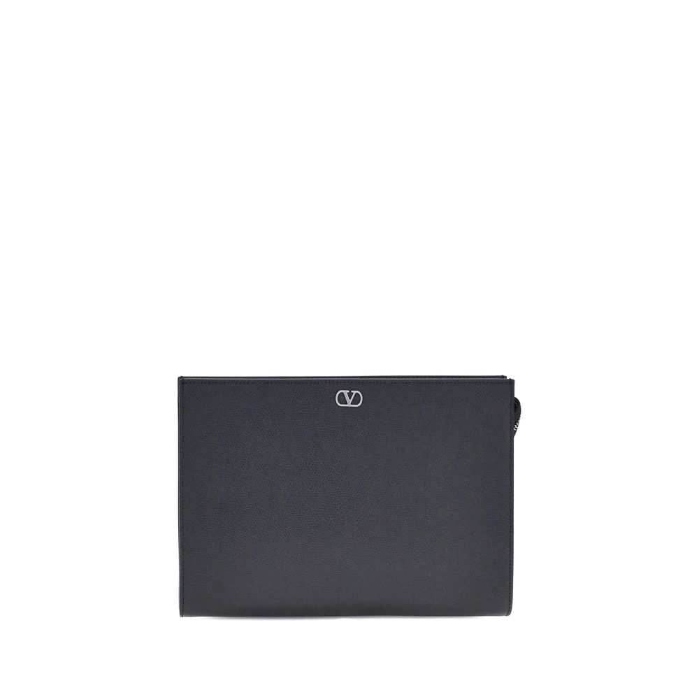 Valentino Garavani Black Calf Leather Bos Taurus Wallet