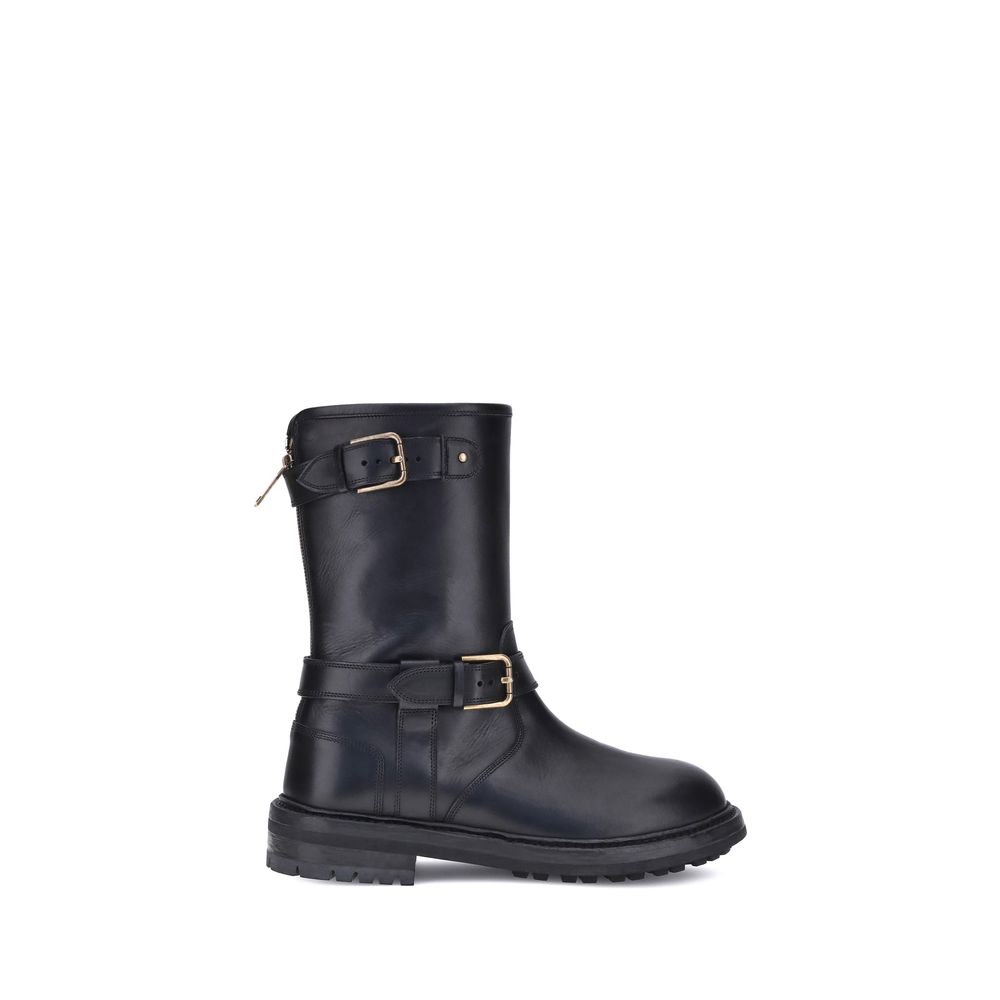 Dolce &amp; Gabbana Bos Taurus Schnürstiefel aus schwarzem Kalbsleder