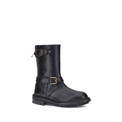 Dolce &amp; Gabbana Bos Taurus Schnürstiefel aus schwarzem Kalbsleder