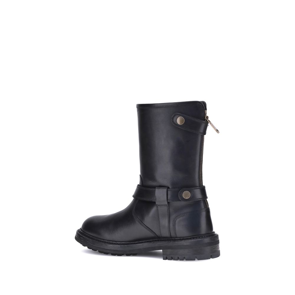Dolce &amp; Gabbana Bos Taurus Schnürstiefel aus schwarzem Kalbsleder