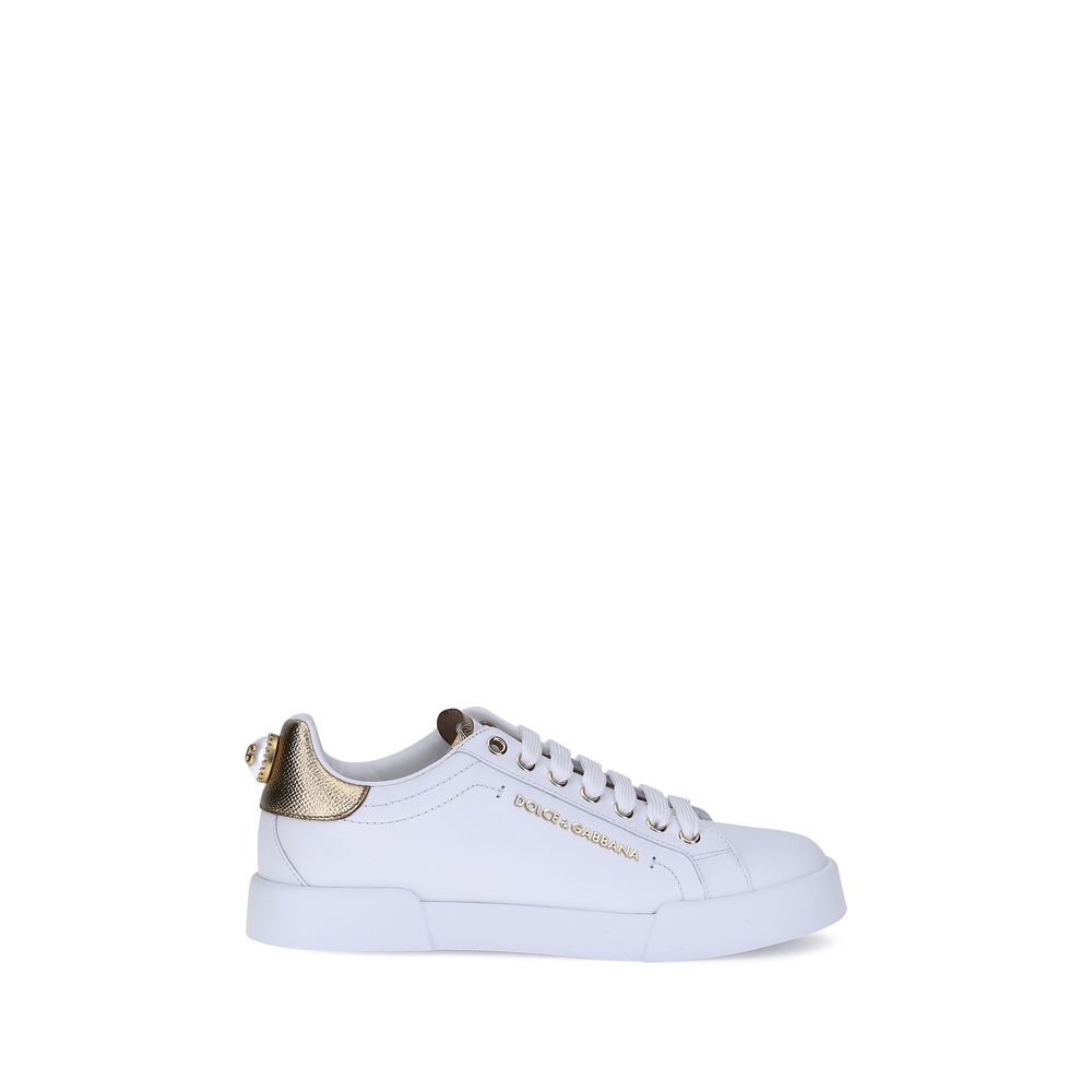 Dolce &amp; Gabbana Bos Taurus Low Top Sneakers aus weißem Kalbsleder
