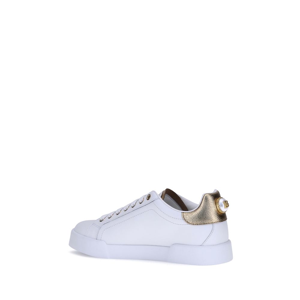 Dolce &amp; Gabbana Bos Taurus Low Top Sneakers aus weißem Kalbsleder
