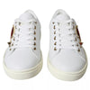 Dolce & Gabbana White Leather Gold Red Heart Sneakers Shoes