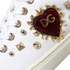 Dolce & Gabbana White Leather Gold Red Heart Sneakers Shoes