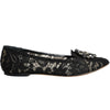 Dolce & Gabbana Black Lace Crystal Ballet Flats Loafer Shoes