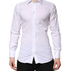 Dolce & Gabbana White Cotton GOLD Long Sleeves Formal Shirt