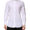 Dolce & Gabbana White Cotton GOLD Long Sleeves Formal Shirt