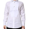 Dolce & Gabbana White Silk Bib Poplin GOLD Men Formal Shirt