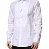 Dolce & Gabbana White Silk Bib Poplin GOLD Men Formal Shirt