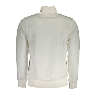 La Martina White Cotton Men Sweater With Zip and Pockets