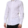 Dolce & Gabbana White GOLD Cotton Dress Formal Shirt