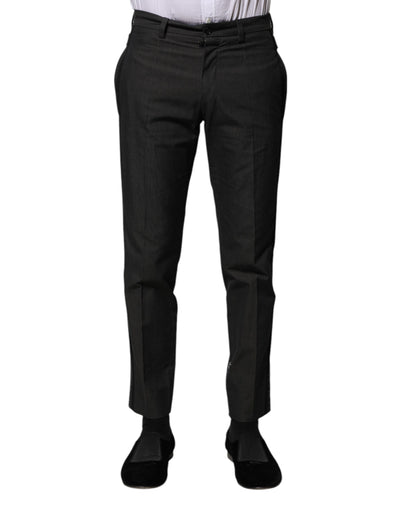 Dolce & Gabbana Gray Cotton Patterned Formal Pants