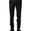 Dolce & Gabbana Black Wool Patterned Formal Pants