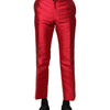 Dolce & Gabbana Red Polyester Cropped Dress Pants