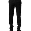 Dolce & Gabbana Black Wool Formal Men Slim Pants