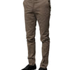 BENCIVENGA Brown Cotton Tapered Formal Dress Pants