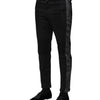 Dolce & Gabbana Black Gray Fantasy Cotton Formal Slim Pants