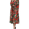 Dolce & Gabbana Multicolor Floral Long Sleeves V-neck Dress