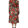 Dolce & Gabbana Multicolor Floral Long Sleeves V-neck Dress