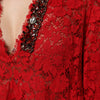 Dolce &amp; Gabbana – Rotes Kleid mit Blumenspitze und Strassverzierung