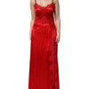 Dolce & Gabbana Red Silk Sleeveless Maxi Long Dress
