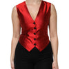 Dolce & Gabbana Red Black Button Down Sleeveless Vest Top